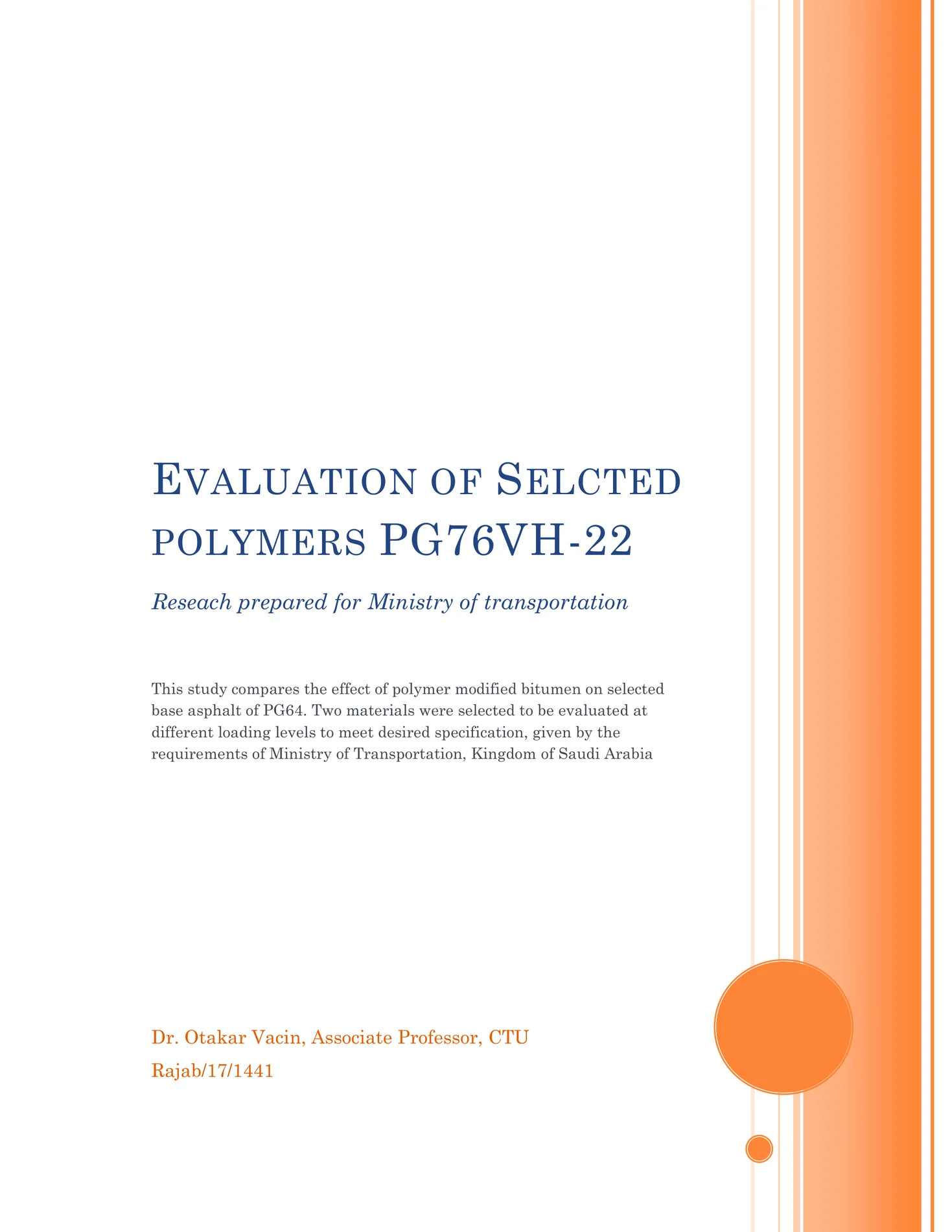 Research study prepared for the Ministry of Transportation