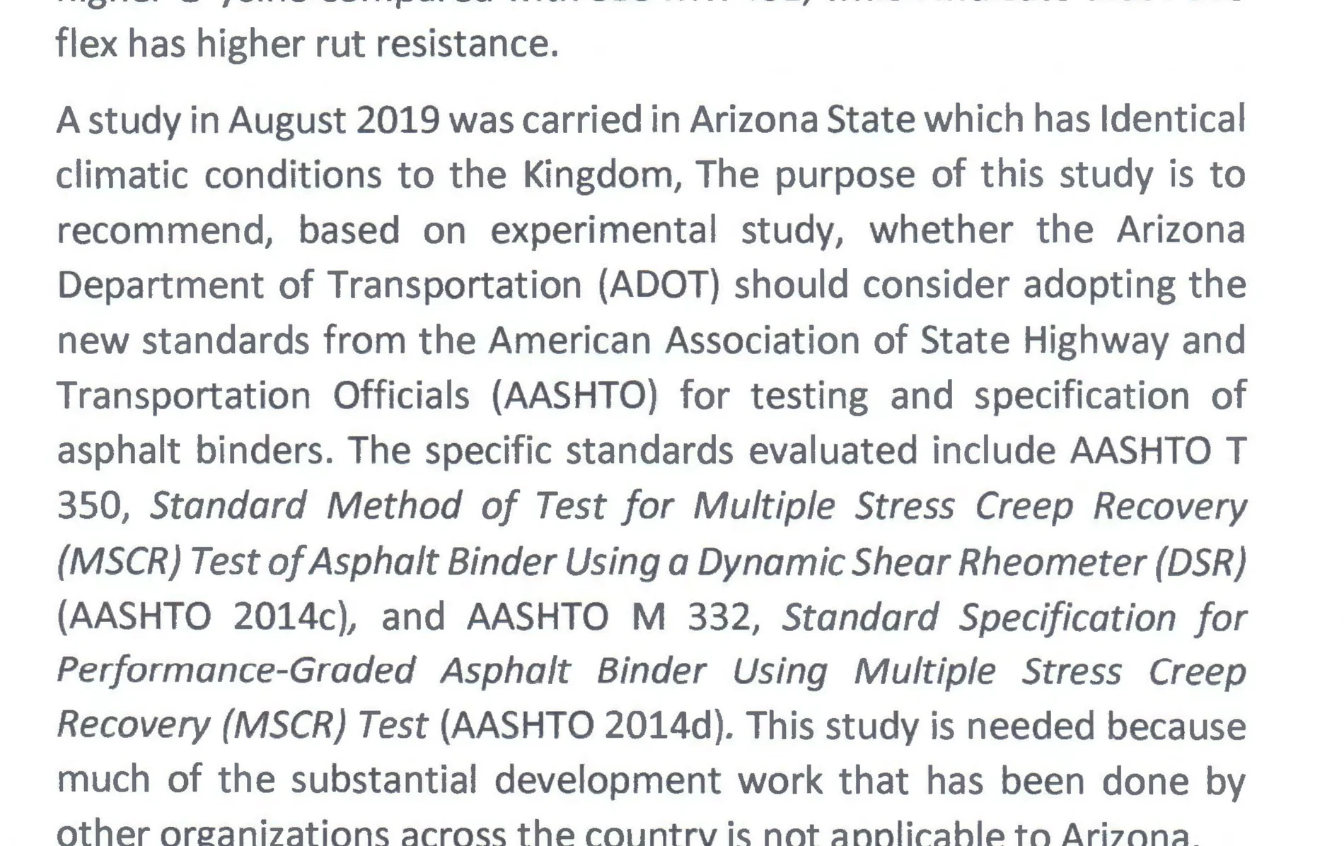 Citation of the Arizona State / ADOT study (August 2019)